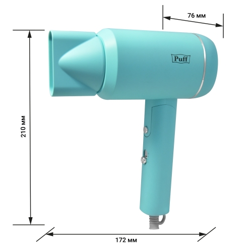 Фен для волос "Puff-1801 Blue", голубой, 1,8 кВт фото 30