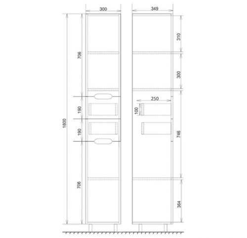 SATIN 30 пенал напольный с 2 ящиками, белый, универсальный TOPPUS 2911.015 фото 10