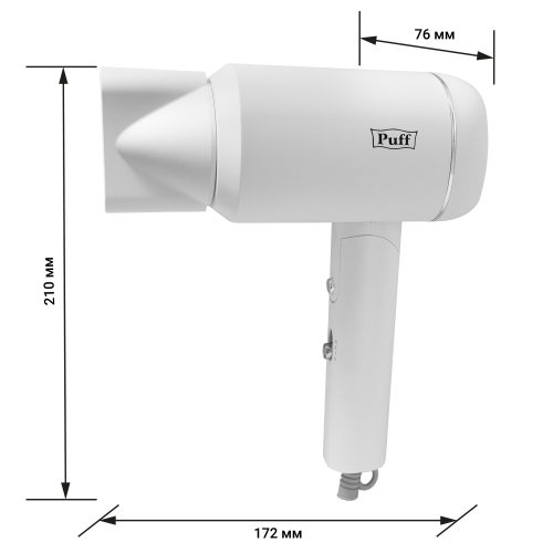 Фен для волос "Puff-1801", белый, 1,8 кВт фото 18