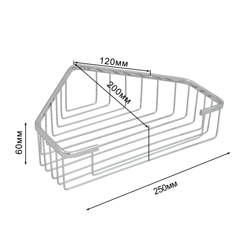 Полка угловая решетчатая «Solinne», 11083, хром, Коллекция Base фото 9